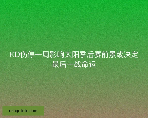 KD伤停一周影响太阳季后赛前景或决定最后一战命运